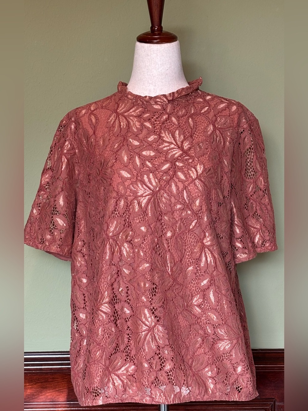 H&M Rose Lace Short Sleeve Blouse